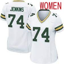 Women Green Bay Packers #74 Elgton Jenkins Nike White Game NFL Jersey->women nfl jersey->Women Jersey